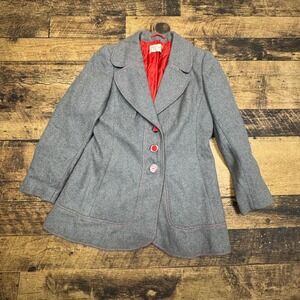 Windsmoor Wool Coat Herringbone Blazer Jacket Red Lined Made in England‎